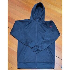 Under Armour XStorm Full‎ Zip Hooded Red Logo Black Sweatshirt Large